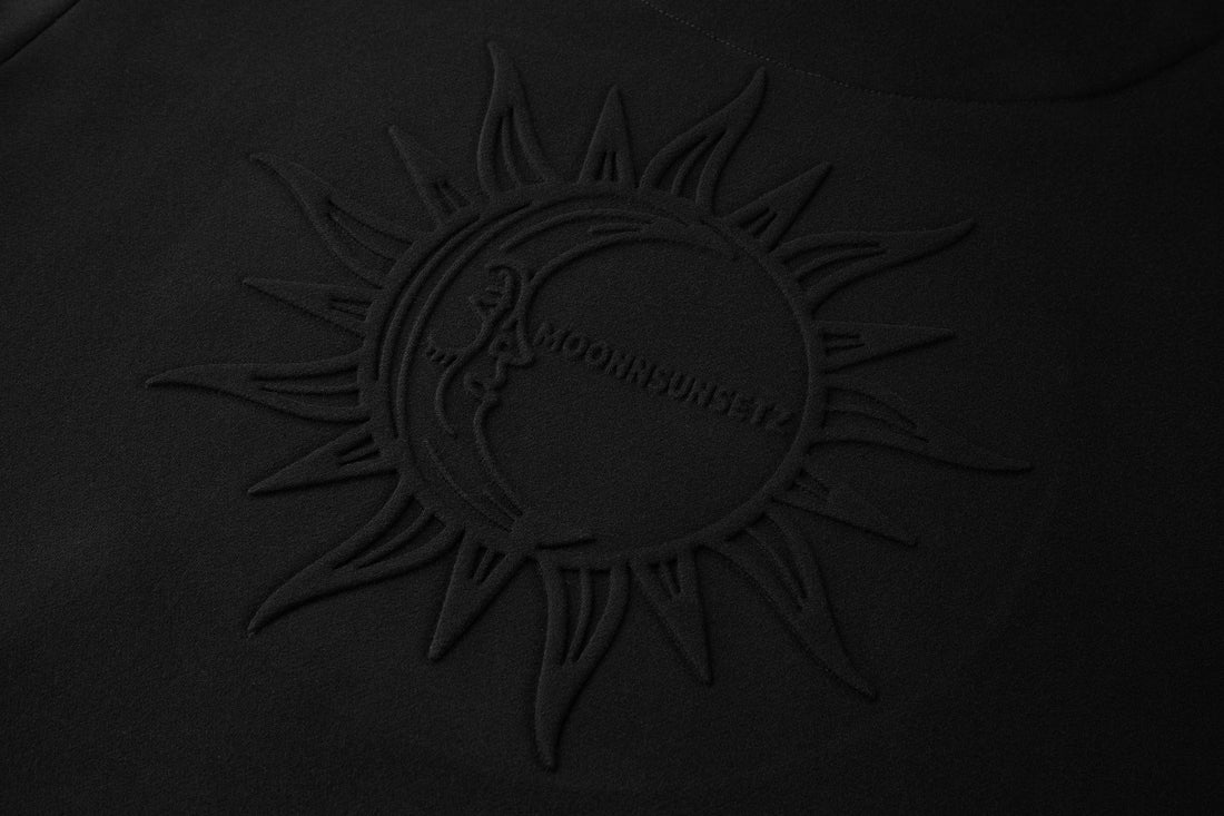 MOONNSUNSETZ, Unisex Loose Fit Heavyweight, Embossed Sweater(Black)